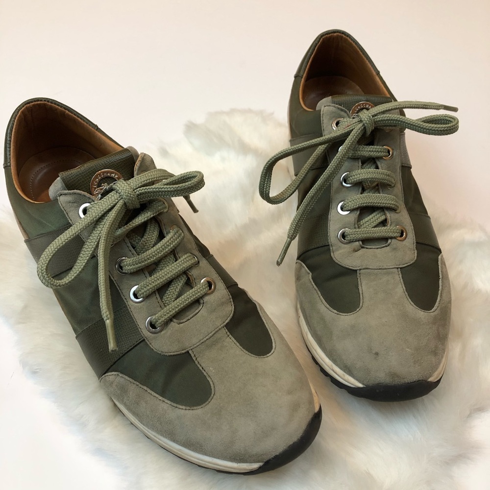 Longchamp Suede & Nylon Sneakers Metal Large Logo